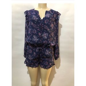 Joie Cherita Floral Romper Blue Size XS Silk